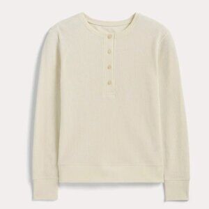 Everlane The Waffle Henley Top (Bone, Small)